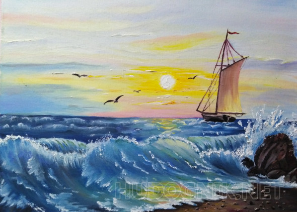Картина белеет парус одинокий. Размеры: 40x30, Год: 2019, Цена: 4000 ...