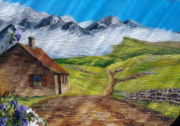 Картина Домик в горах. Размеры: 40x30, Год: 2020, Цена: 3000 рублей ...