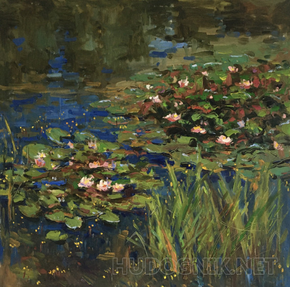 Картина Пруд с розовыми кувшинками. Размеры: 70x70, Год: 2020, Цена ...