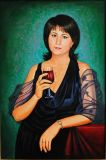 retrato de ...mujeres con una copa de vino..