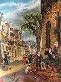 Variación sobre un tema de Ignatius Josef van Regemorter - "Jan Steen persuadiendo a su hijo para que dibuje en la calle, no beba cerveza y vino, 1828"