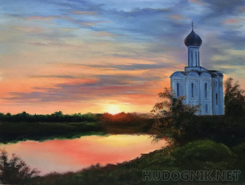 Church of the Pokrova on the Nerl. Dawn.
