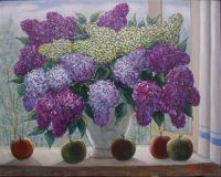 Lilacs on the window.