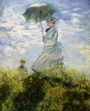 Copy Monet Walk. A woman with an umbrella