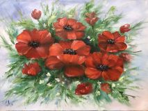 Bouquet of red poppies