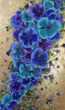 Blue flowers. Interior floral series with gold leaf