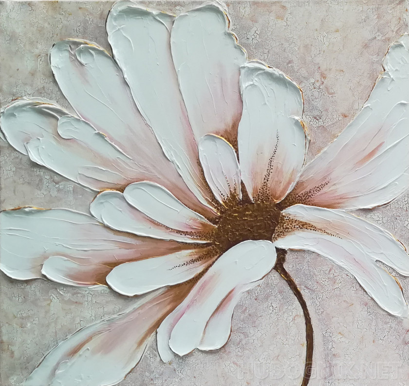 Pintura Flor blanca. Tamaño: 50x50, Año: 2019, Precio: 79 euro Maestro del  arte Petrenko Anastasiya