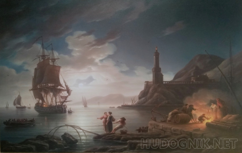 Пейзаж с маяком(вольная копия Клода Верне)