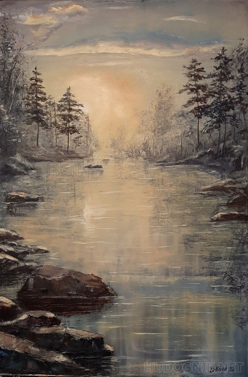 Evening on the forest river
