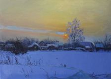Зимний деревенский закат