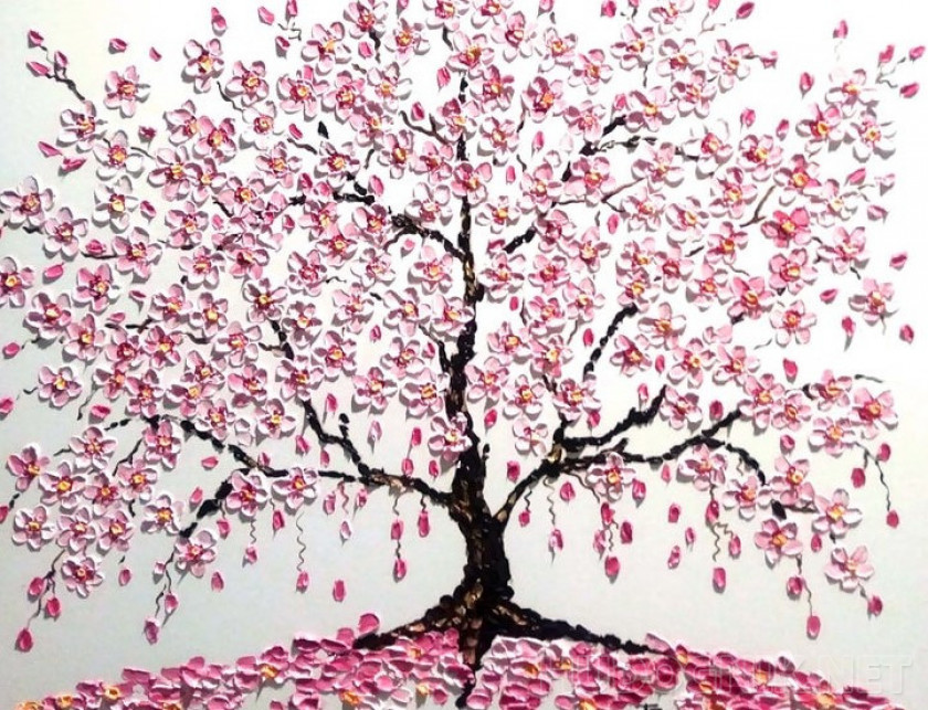 Pintura Árbol de cerezo chino. Tamaño: 50x50, Precio: 413 euro Maestro del  arte Altaeva Tatyana