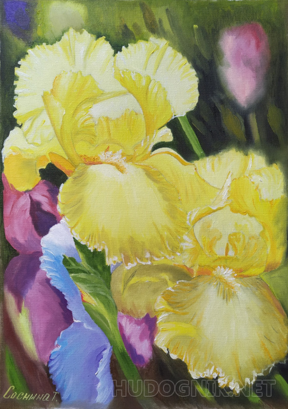 Картина Желтые ирисы. Размеры: 29x42, Год: 2021, Цена: 7500 рублей ...