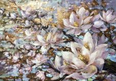 Ramas de magnolia florecientes