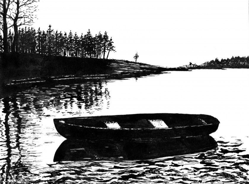 Пейзаж с лодкой 3