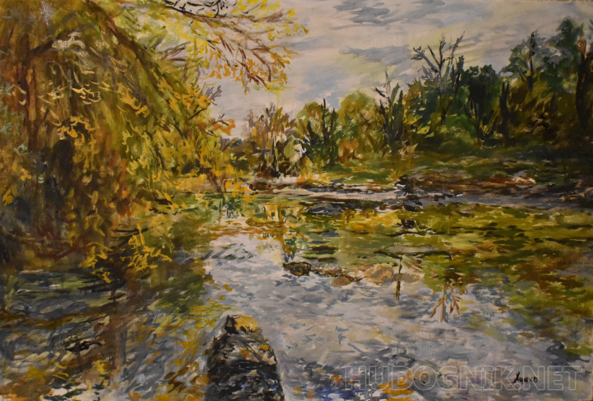 Осенний пейзаж, река в предгорье Кавказа, Северский район.