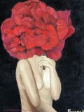 Girl with rose on her head