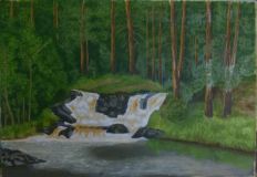Karelia. landscape with waterfall