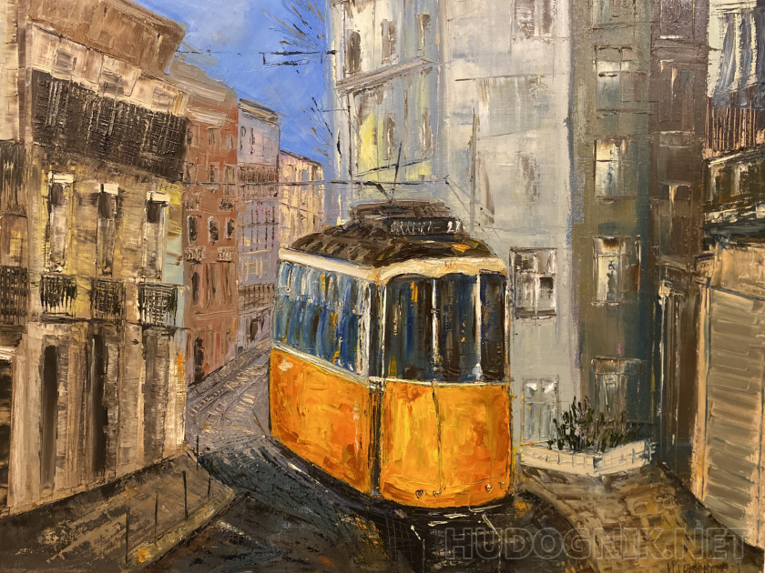 Картина Картина трамвай 28 Лиссабон. Размеры: 50x40, Год: 2021, Цена: 12000  рублей Художник Гвозданова Валентина