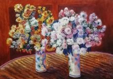 Copy Monet Tow vases with chrysanthemums