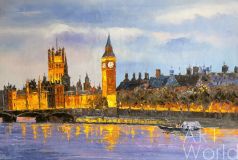 London. The Palace of Westminster from the Thames