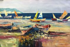 Colorful boats on the beach N1