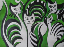 Cats in green