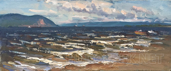 Картина Волга штормовая.Этюд№1. Размеры: 37x16, Год: 2007, Цена: 0 ...