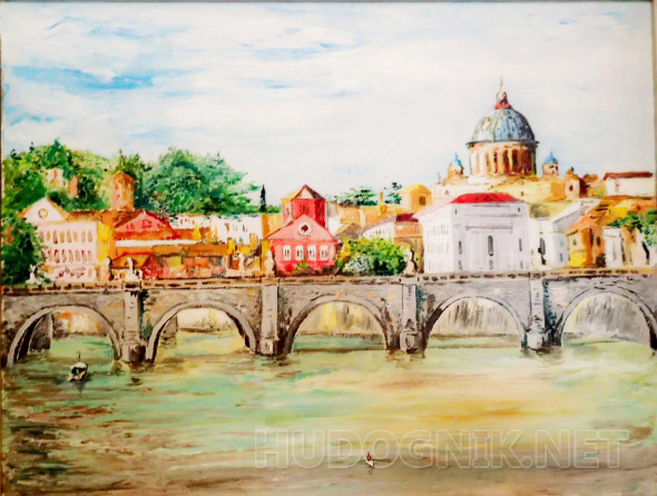 Картина Рим.Мост "Святого ангела". Размеры: 49x39, Год: 2013, Цена ...