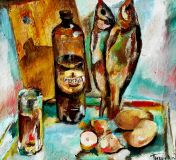 still life with dried fish