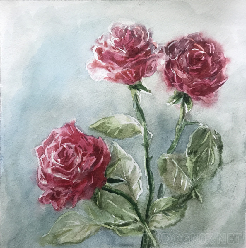 Pintura Rosas. Tamaño: 23x23, Año: 2022, 11 euro Maestro del arte Bronskih