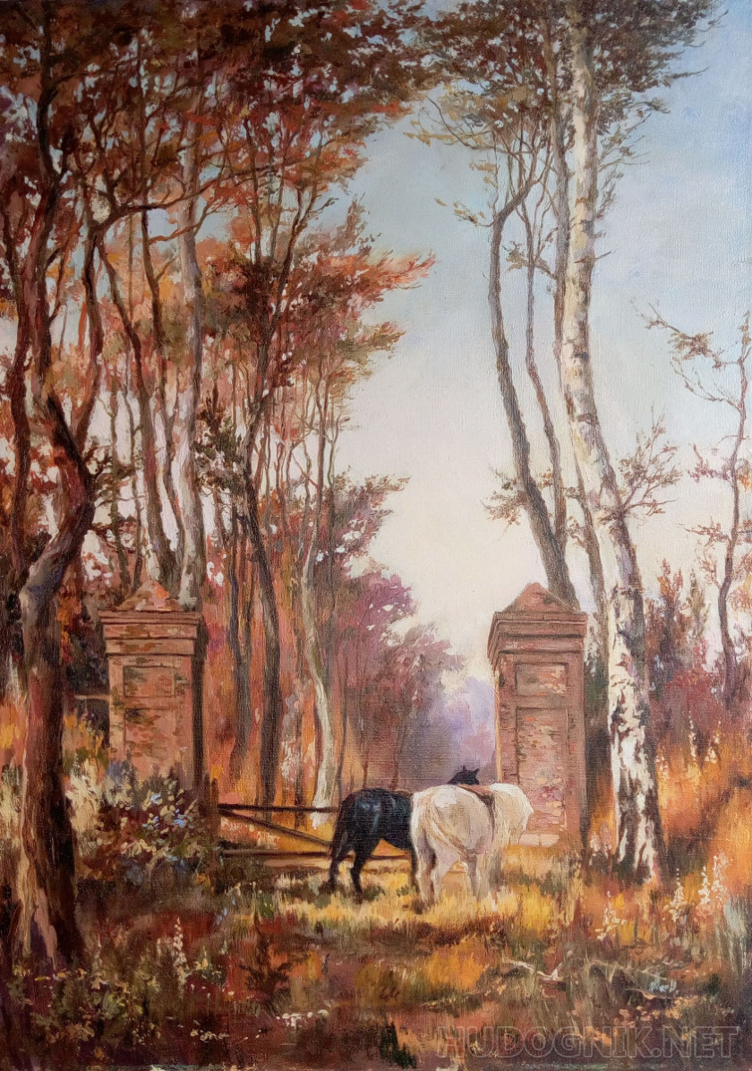 Copia de la pintura de D. Polenov "En el parque"