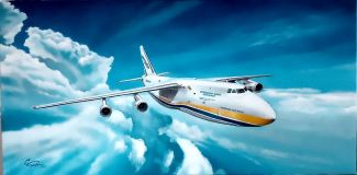 Antonov -124 Ruslan por encima de las nubes