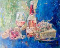 Still life with rose wine