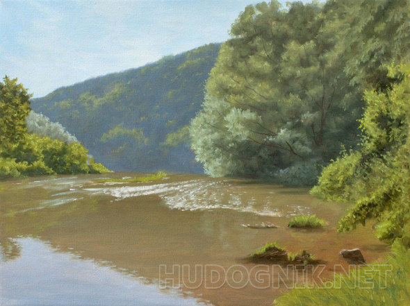 Картина Горы, лес, река. Размеры: 80x50, Год: 2020, Цена: 46000 рублей ...