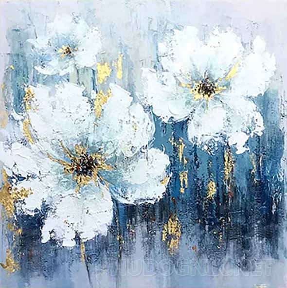 Картина Цветы на синем. Размеры: 60x60, Год: 2023, Цена: 31000 рублей ...