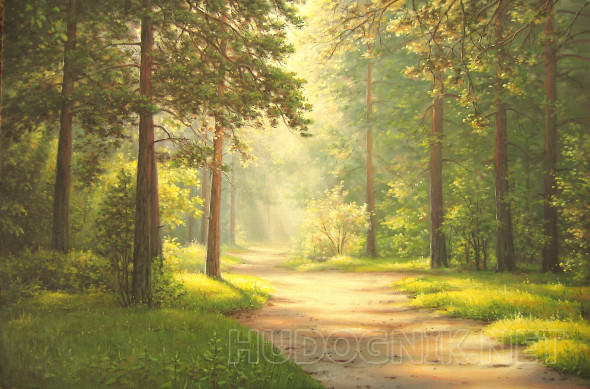 Картина Дорога в сосновом лесу. Размеры: 80x50, Год: 2011, Цена: 28000 ...