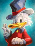 Scrooge with a coin