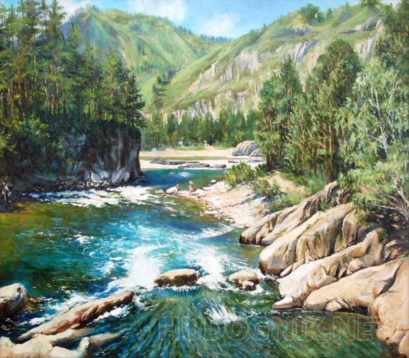 Картина Горный поток. Алтай. Размеры: 80x70, Год: 2010, Цена: 48000 ...
