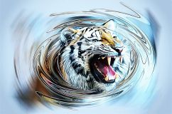 Плывущий тигр