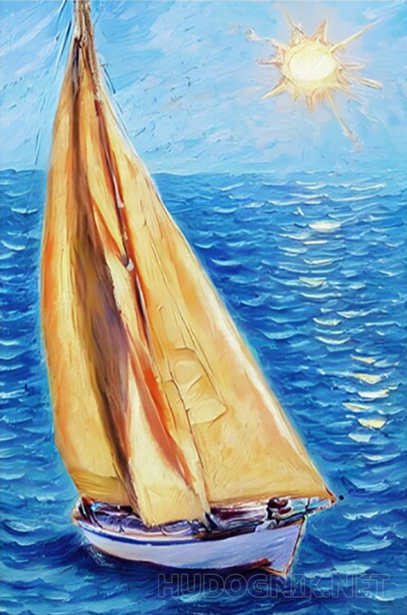 Картина Парусник в море. Размеры: 40x70, Год: 2023, Цена: 36600 рублей ...