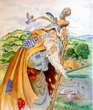Merlin, the magician. Illustration of fairy tales Scott Gustafson