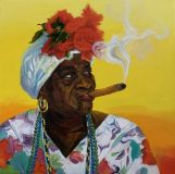 Painting " Cuban with a cigar"