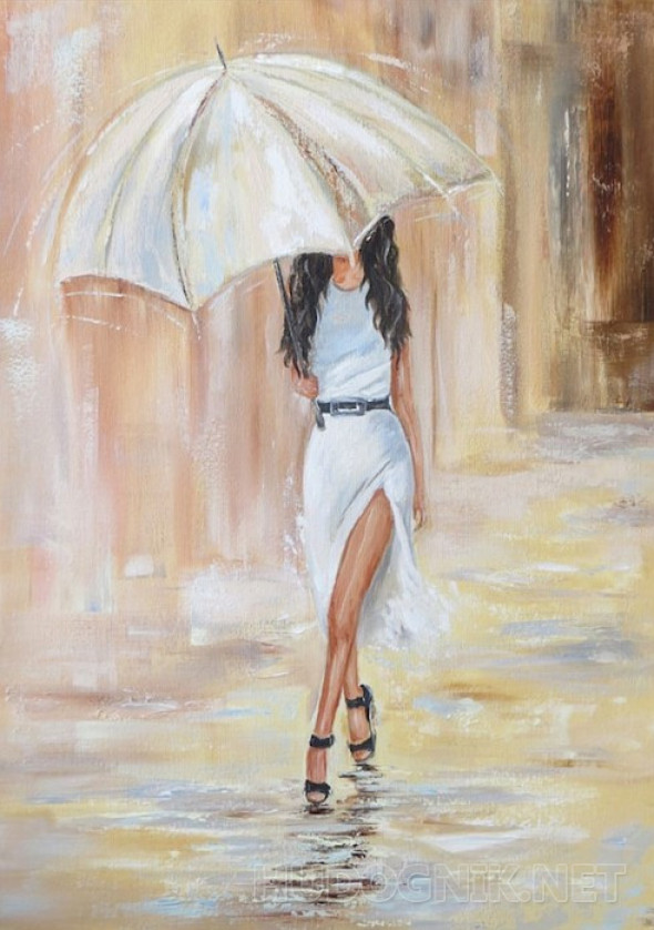 Pintura bajo un paraguas. Tamaño: 40x60, Año: 2023, Precio: 906 euro  Maestro del arte Alekseeva Zoya