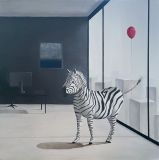 Zebra in an office
