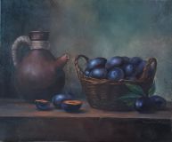 Jug and plums