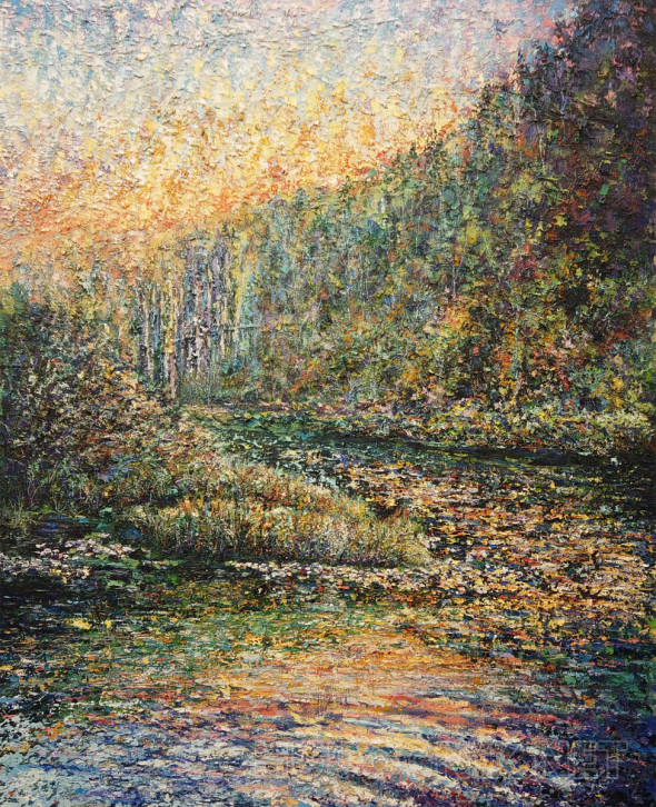 Картина Закат на реке. Размеры: 80x100, Год: 2019, Цена: 164000 рублей ...