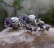 Thistle earrings with different stones