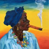 Painting " Cuban with a cigar"