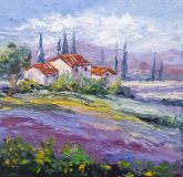 Houses in lavender fields