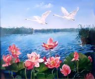 lotus and swans